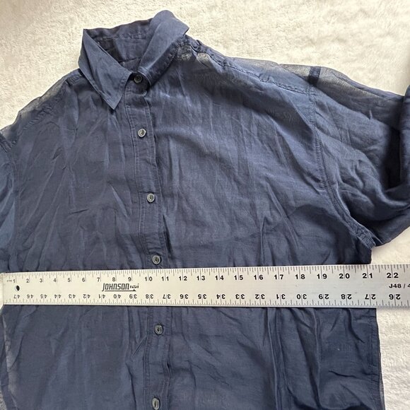 Rag & Bone Womens Navy Sheer Boyfriend Shirt XXS Button-Up Long Sleeve New $225 - Picture 7 of 8